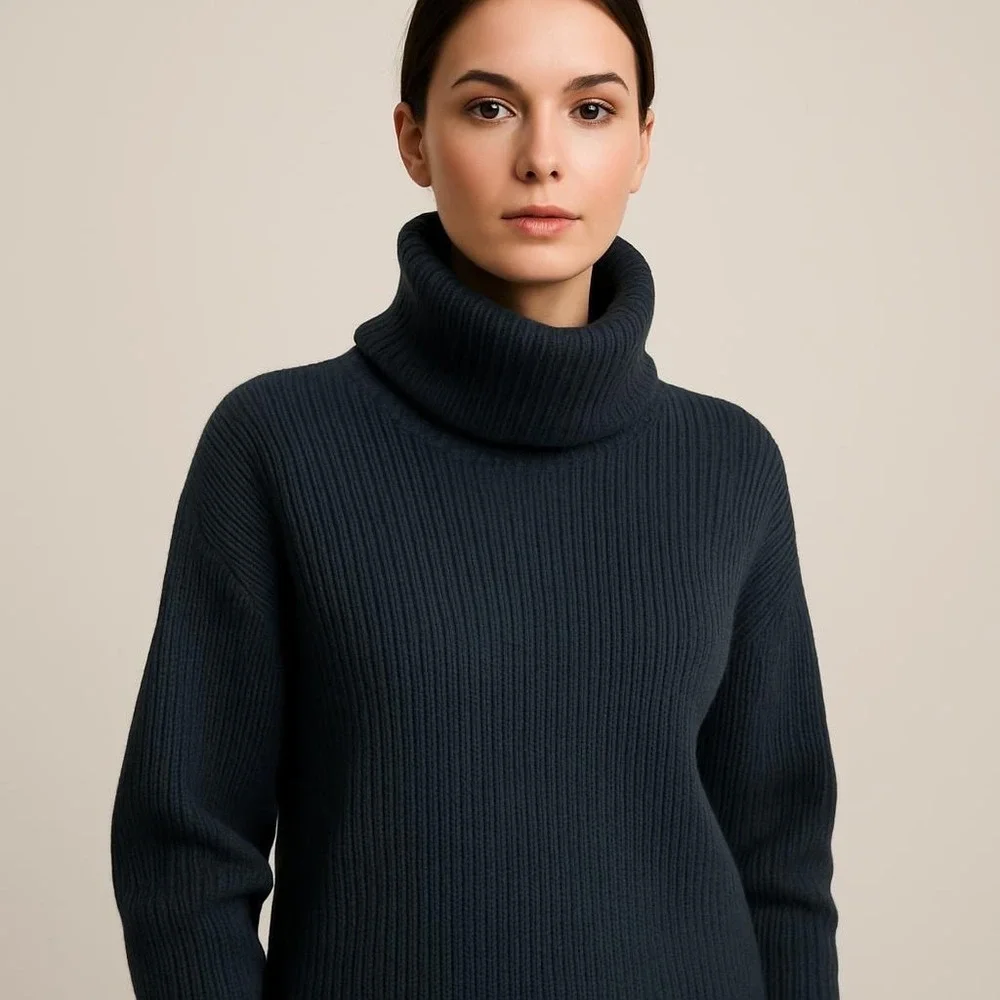 💕 Banana Republic Turtleneck‎ Sweater Cotton Black Size S